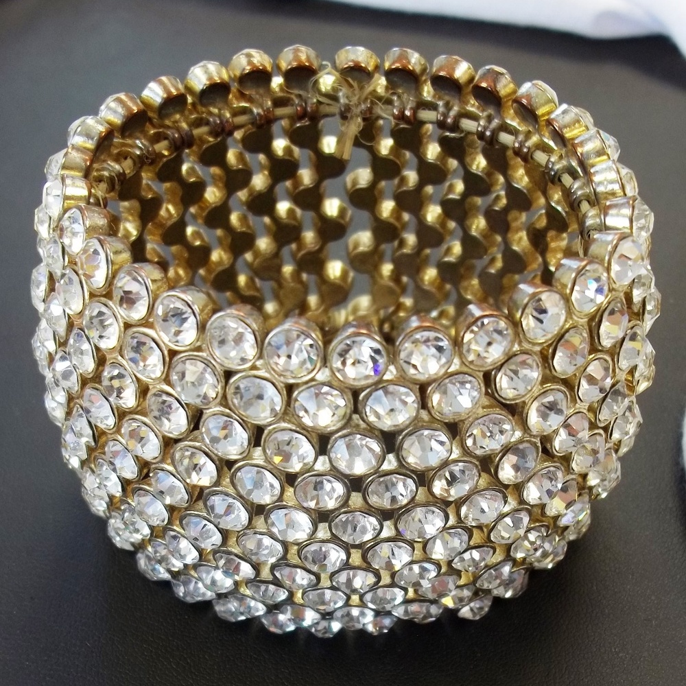 Stretch Crystal Cuff Bracelet 2" wide